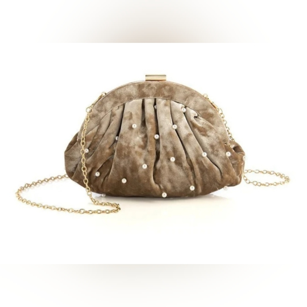 Taupe Velvet Clutch